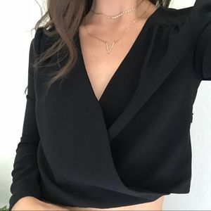 Long slv “Black” crop